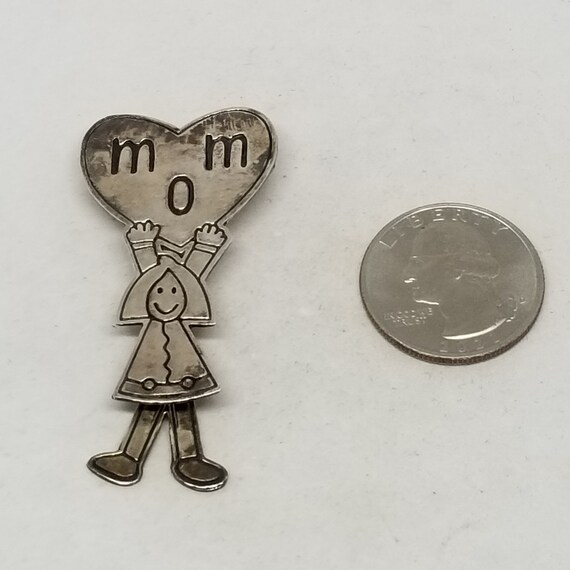 FA3885 Vintage Mexico Sterling Mom Pin. - image 3