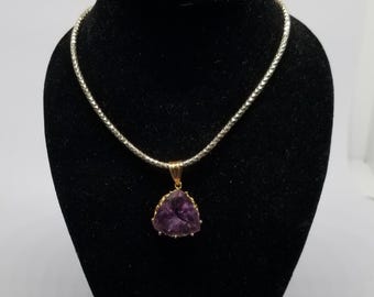 Z2739 Vintage 14K Yellow Gold with Amethyst Pendant.