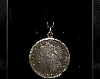 FA7658 Silver 1889 Morgan Dollar with a Pendant Mount.