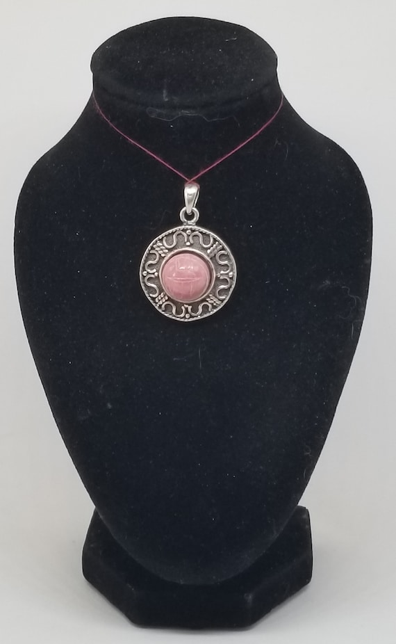 FA1656 Vintage Sterling and Pink Jasper? Pendant.