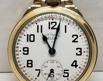 FAPW299 1954 Gold Filled Elgin Pocket Watch, Grade 571/B.W. Raymond, Size 16s, 21 Jewels, Works.