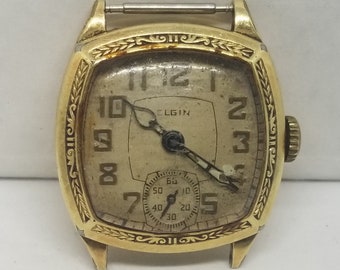 FARW78 1931 G.F. Elgin Wrist Watch Grade 485, Size 4/0s, 7 Jewels, Not Working.