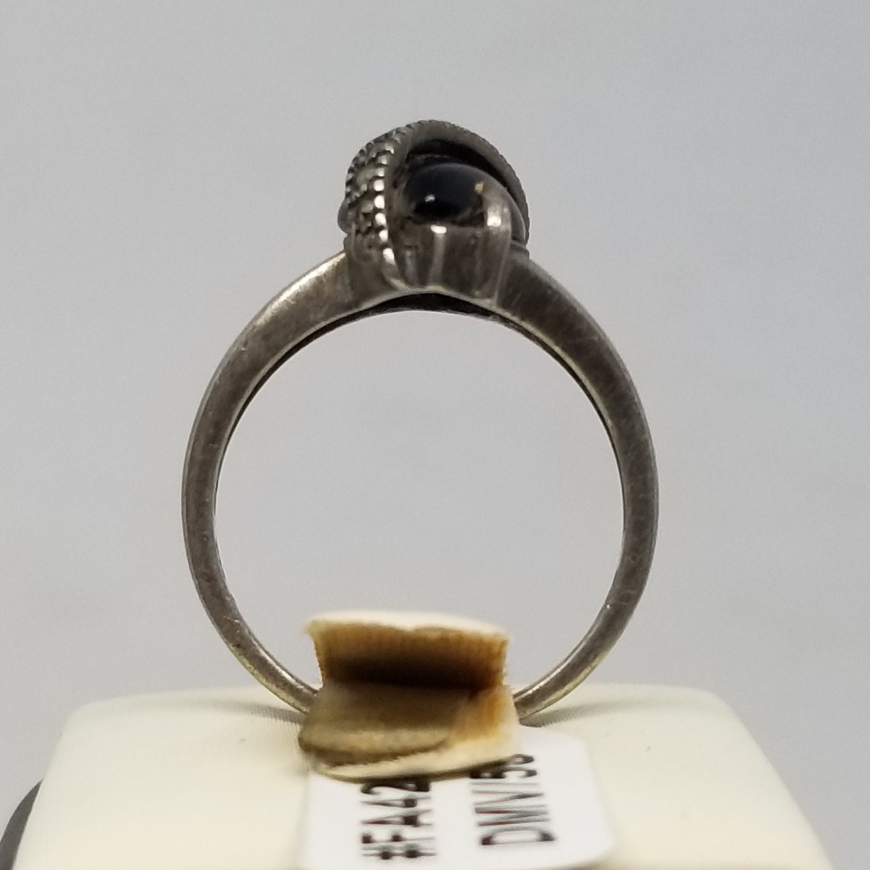 FA4266 Vintage Sterling With Onyx and Marcasites Ring, Size