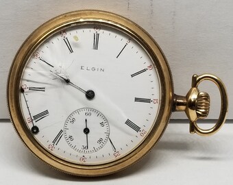 FAPW317 1905 Gold Filled Elgin Pocket Watch, Grade 299, Size 16s, 15 Jewels, Needs Work.