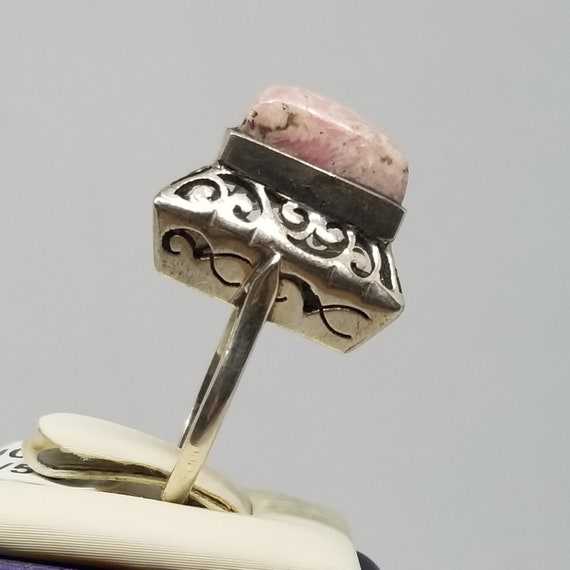 FAJ065 Vintage Sterling and Rhodochrosite Ring, S… - image 2