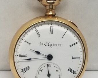FAPW153 1904 Gold Filled Elgin Pocket Watch, Grade 282, Size 0s, 7 Jewels, Working.