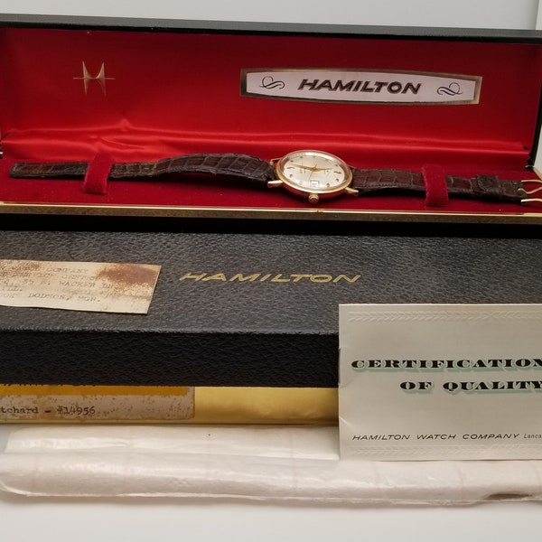 FARW96 14K Hamilton Masterpiece Thin-O-Matic Appreciation Wrist Watch, Works w/OB+.