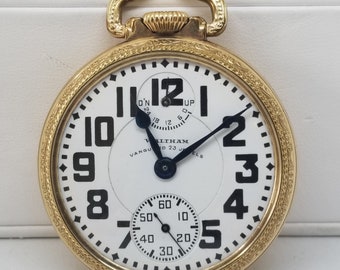 FAPW157 Est. 1929 Waltham Pocket Watch, Grade Vanguard, 23 Jewels, Size 16s, Up/Down Wind Indicator Working.