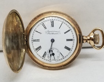 FAPW308 1896 Gold Filled Waltham Pocket Watch, Grade Seaside, Size 0s, 7 Jewels, Needs Work.