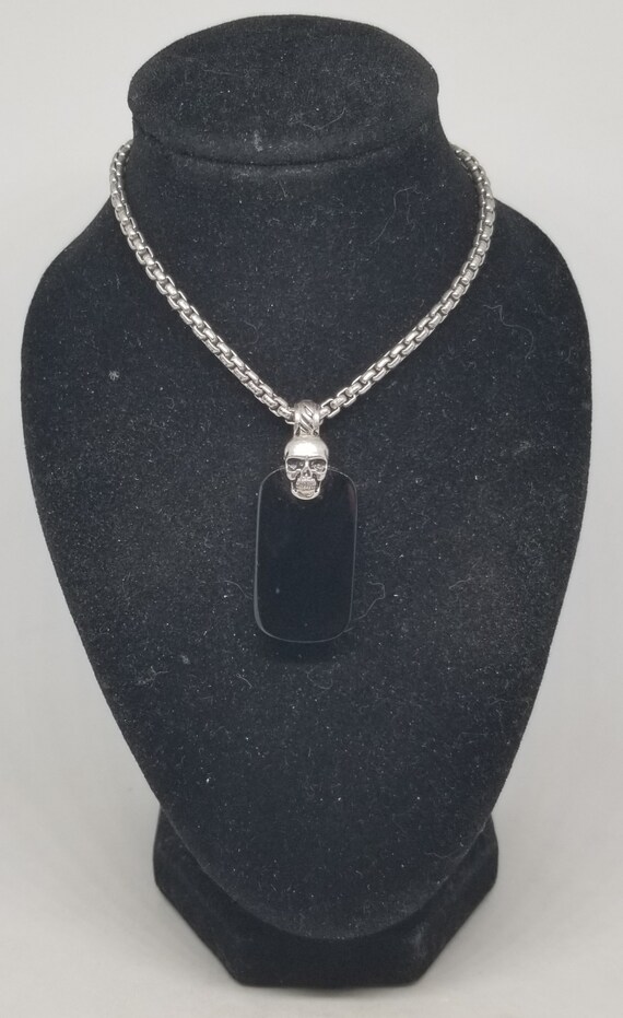 FA2658 Vintage EFFY Sterling and Black Onyx Skull 