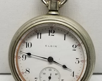 FAPW321 1905 Elgin Pocket Watch, Grade 308, Size 18s, 17 Jewels, Not Working.