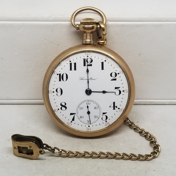 MAPW28 1919 G.F. Hamilton Pocket Watch, Grade 974… - image 1