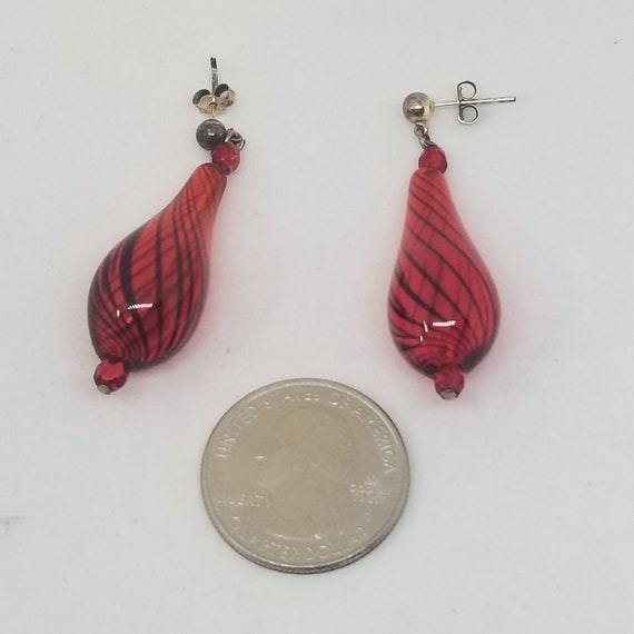 FA2196 Vintage Sterling Silver and Red Blown Glas… - image 3