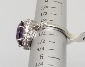 FA5284 Vintage Espo Sterling With Amethyst and Czs Ring
