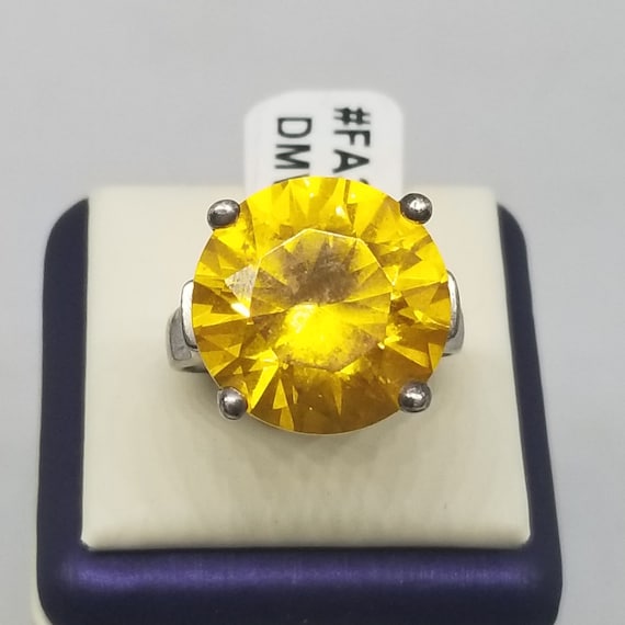 ハンドメイドリング3194 FA3794 Vintage Sterling With Yellow CZ Ring, Size 7.75. - Etsy
