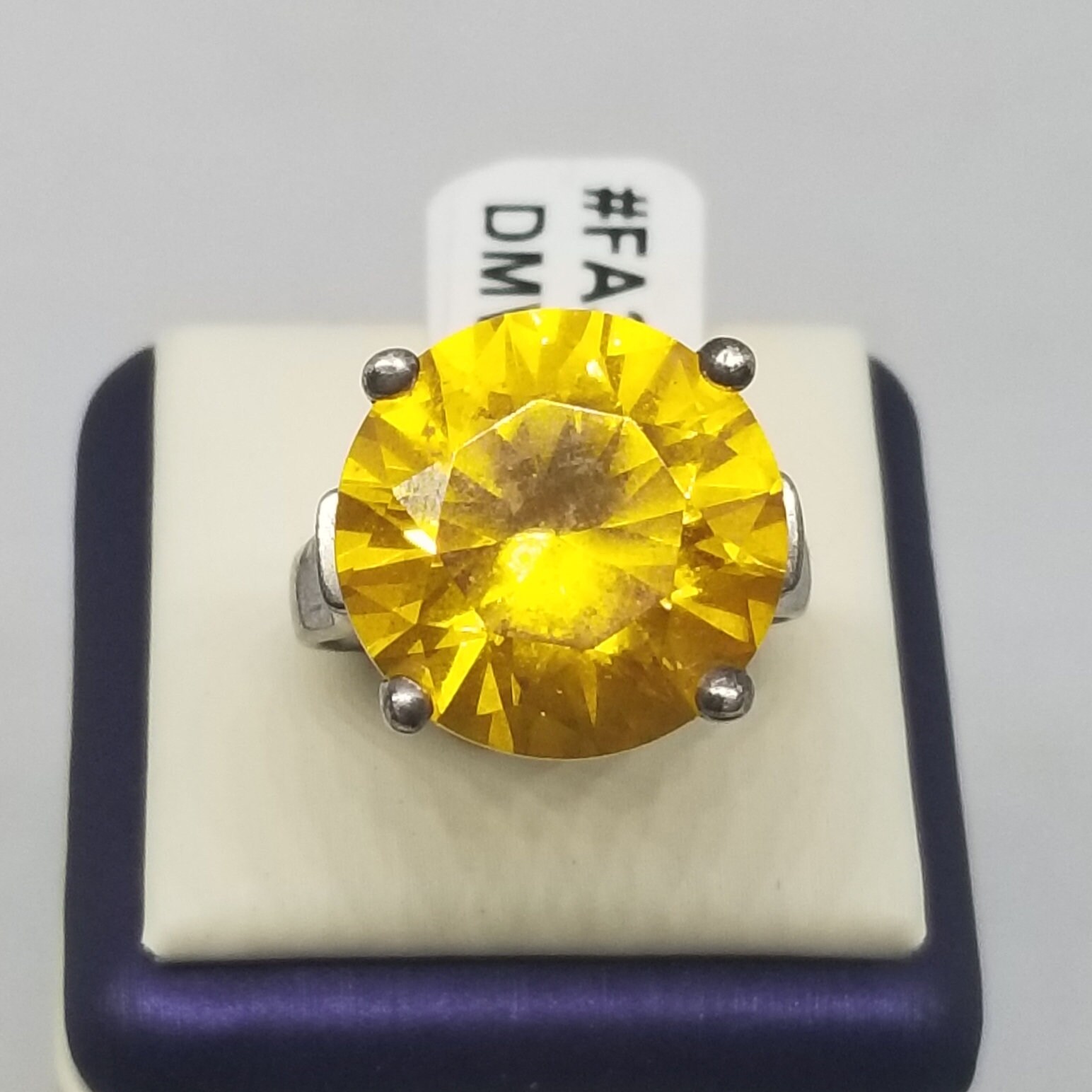 ハンドメイドリング3194 FA3794 Vintage Sterling With Yellow CZ Ring, Size 7.75. - Etsy