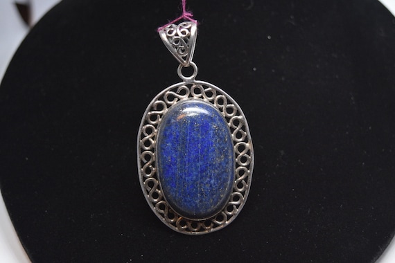 FA889 Vintage Sterling Blue Lapis? Pendant - image 1