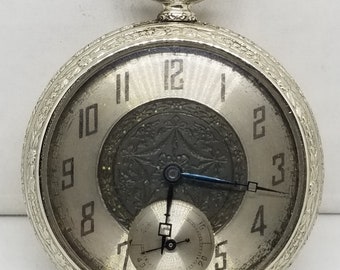 FAPW242 Vintage Swiss Fontain Pocket Watch, Size 36mm, 6 Jewels, Working.