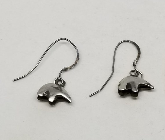 FA4784 Vintage Sterling Alaskan Bear Wire Earring… - image 2