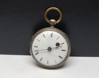 FAPW339 J. Brunelle Paris Fusee (Small) Pocket Watch, Size 34mm Needs Work, Damaged Dial.
