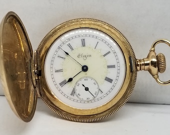 FAPW255 1908 Gold Filled Elgin Pocket Watch, Grade 320, Size 0s, 7 Jewels, Not Working.