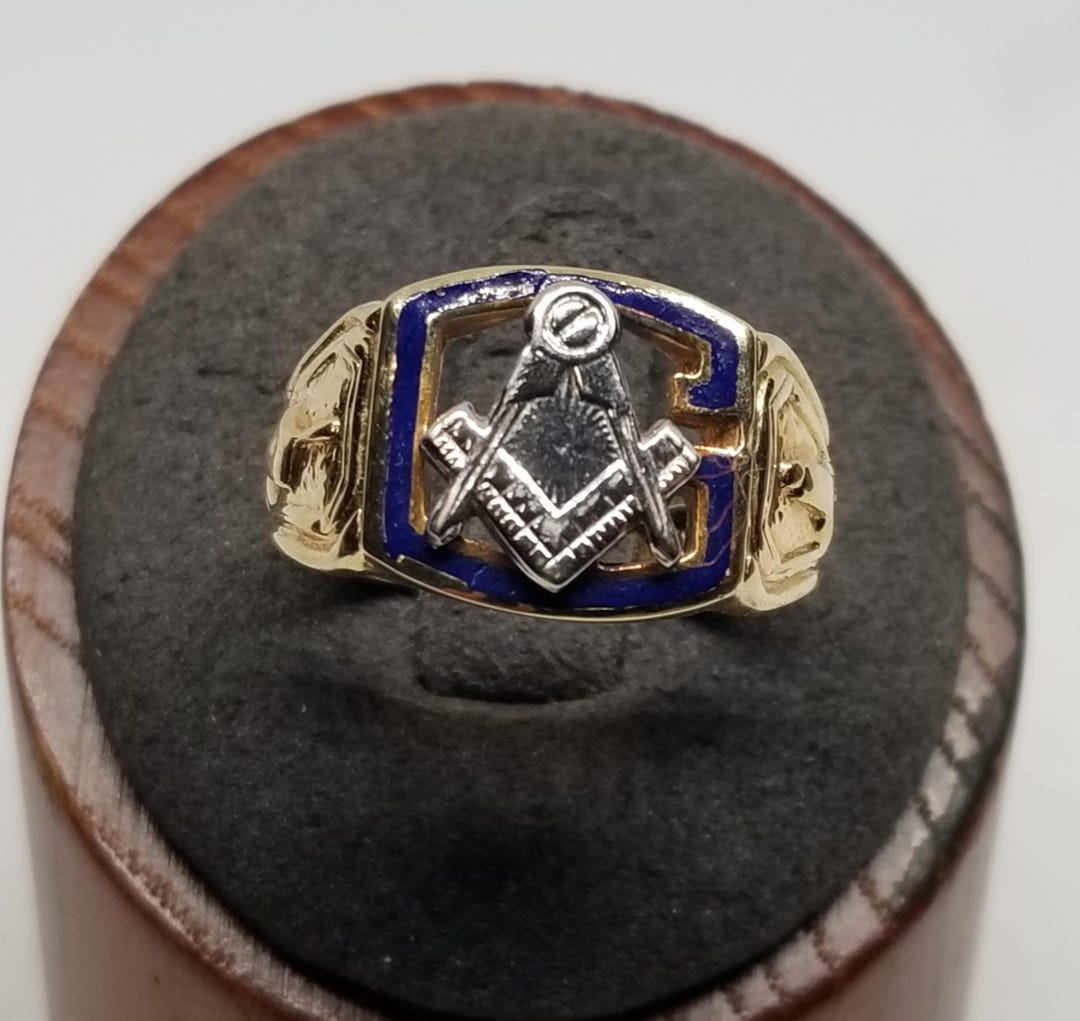 Z2602 Vintage 10K Yellow Gold Masonic Ring, Size 10. - Etsy