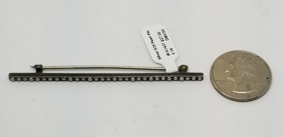 FA1437 Vintage Sterling & Pearl Bar Pin. - image 4