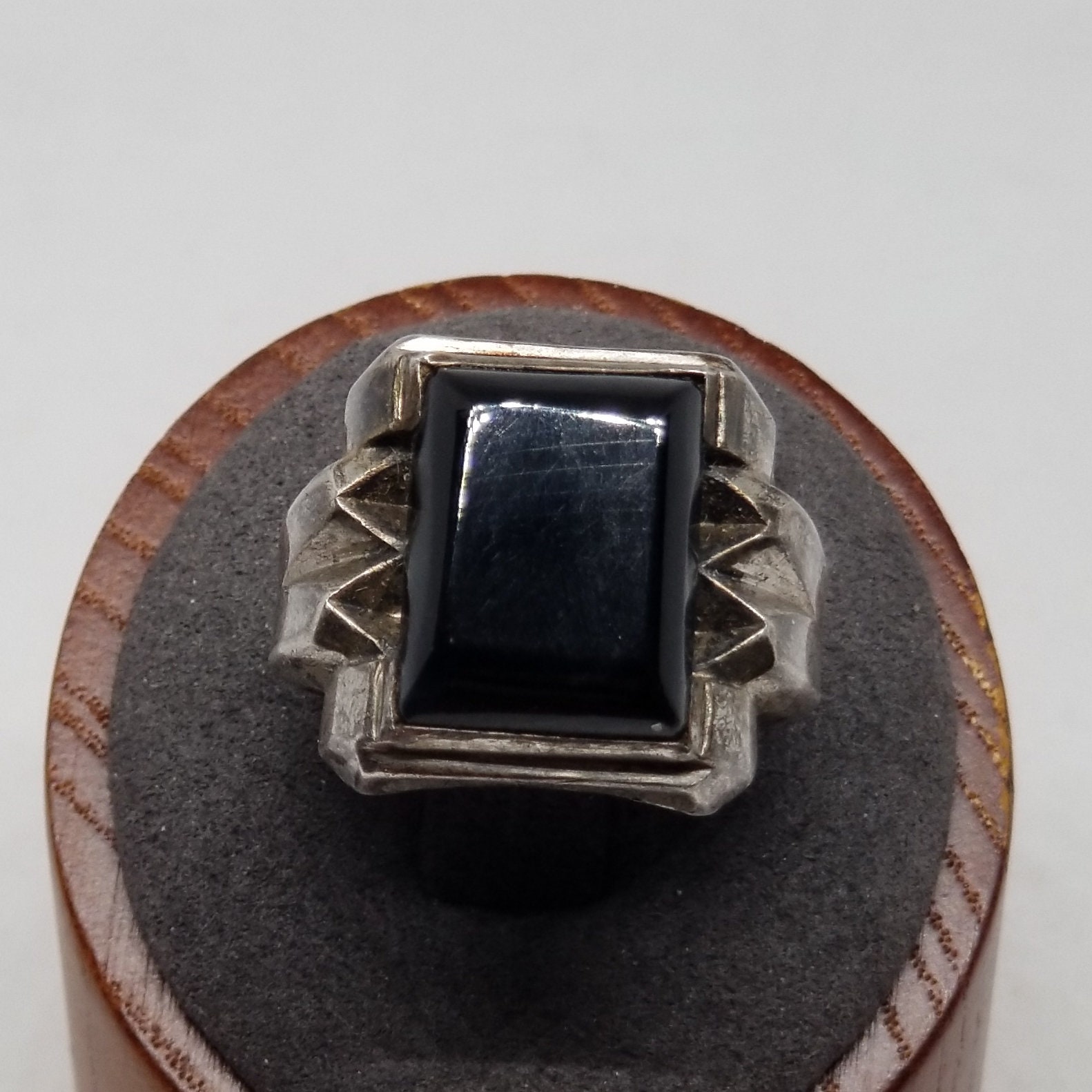 選ぶなら Size Ring, Onyx Century Mid Sterling Vintage FA4967 12. Etsy - アクセサリー