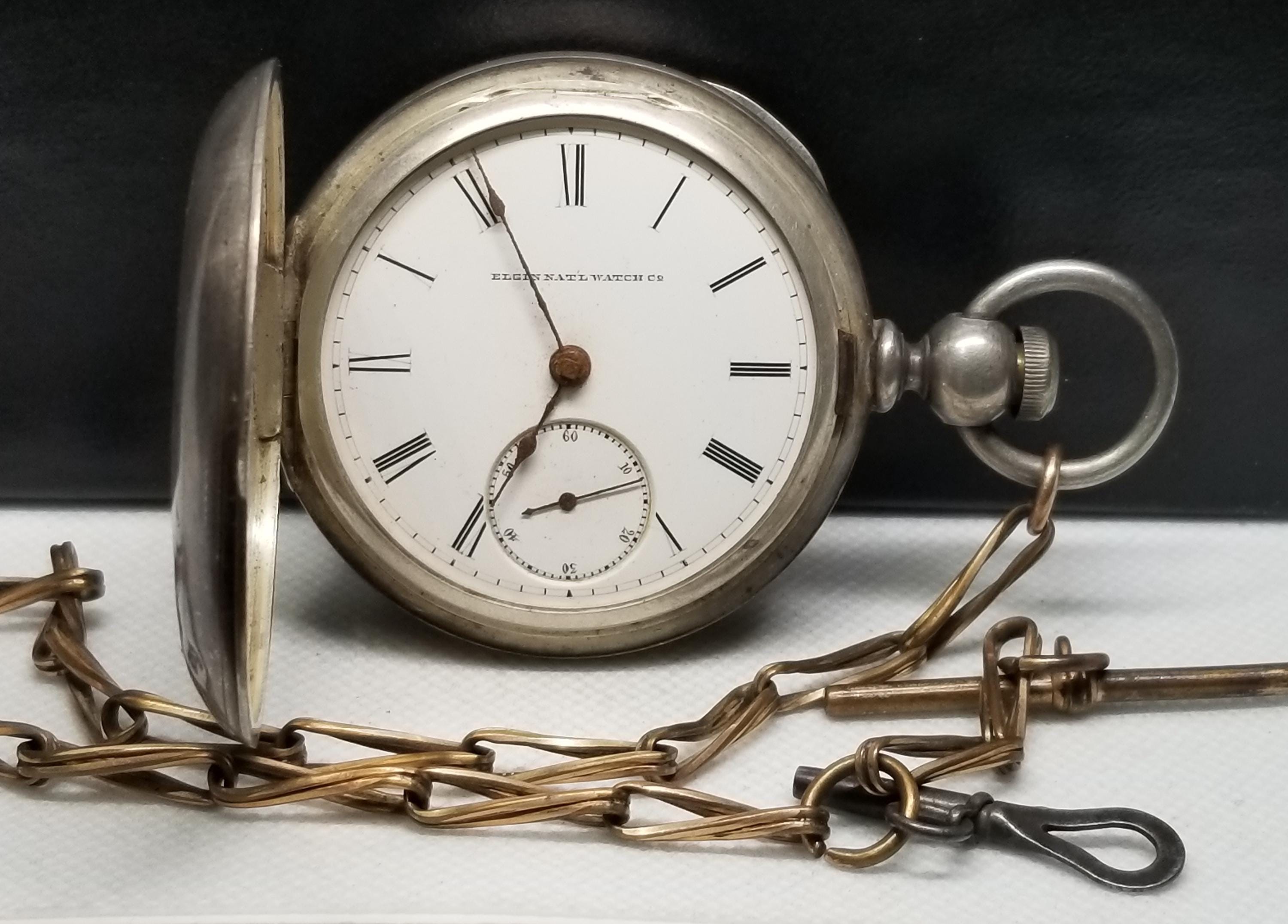 FAPW472 1884 Coin Silver Elgin Pocket Watch, Grade 13, Size 18s