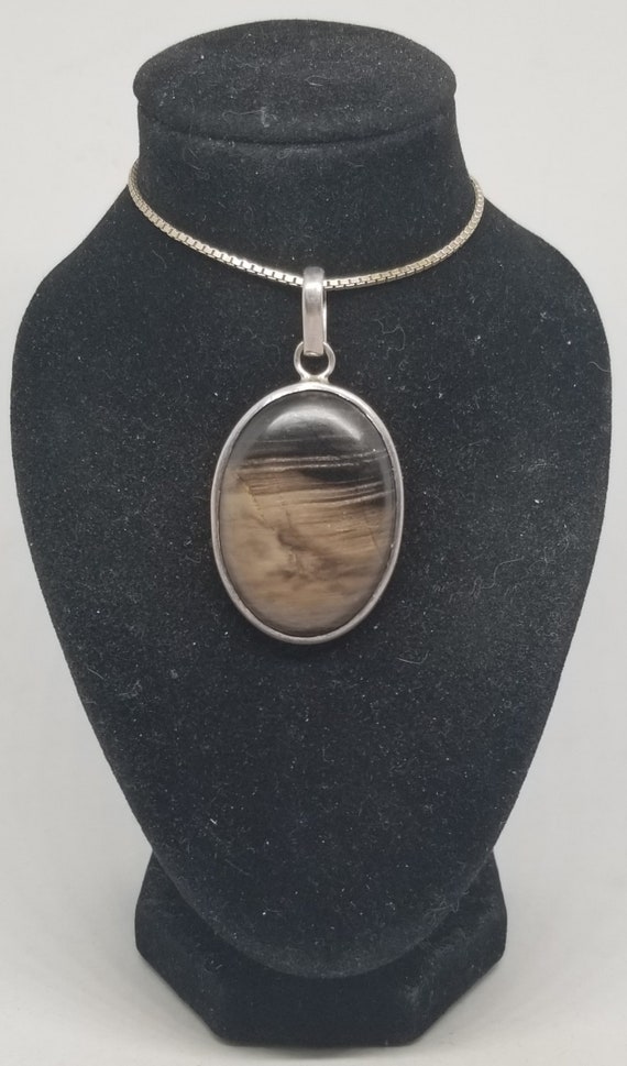FA3610 Vintage Sterling with Petrified Wood Pendan
