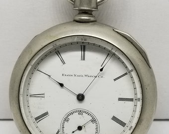 FAPW313 1888 Elgin Pocket Watch, Grade 104, Size 16s, 7 Jewels, Not Working.