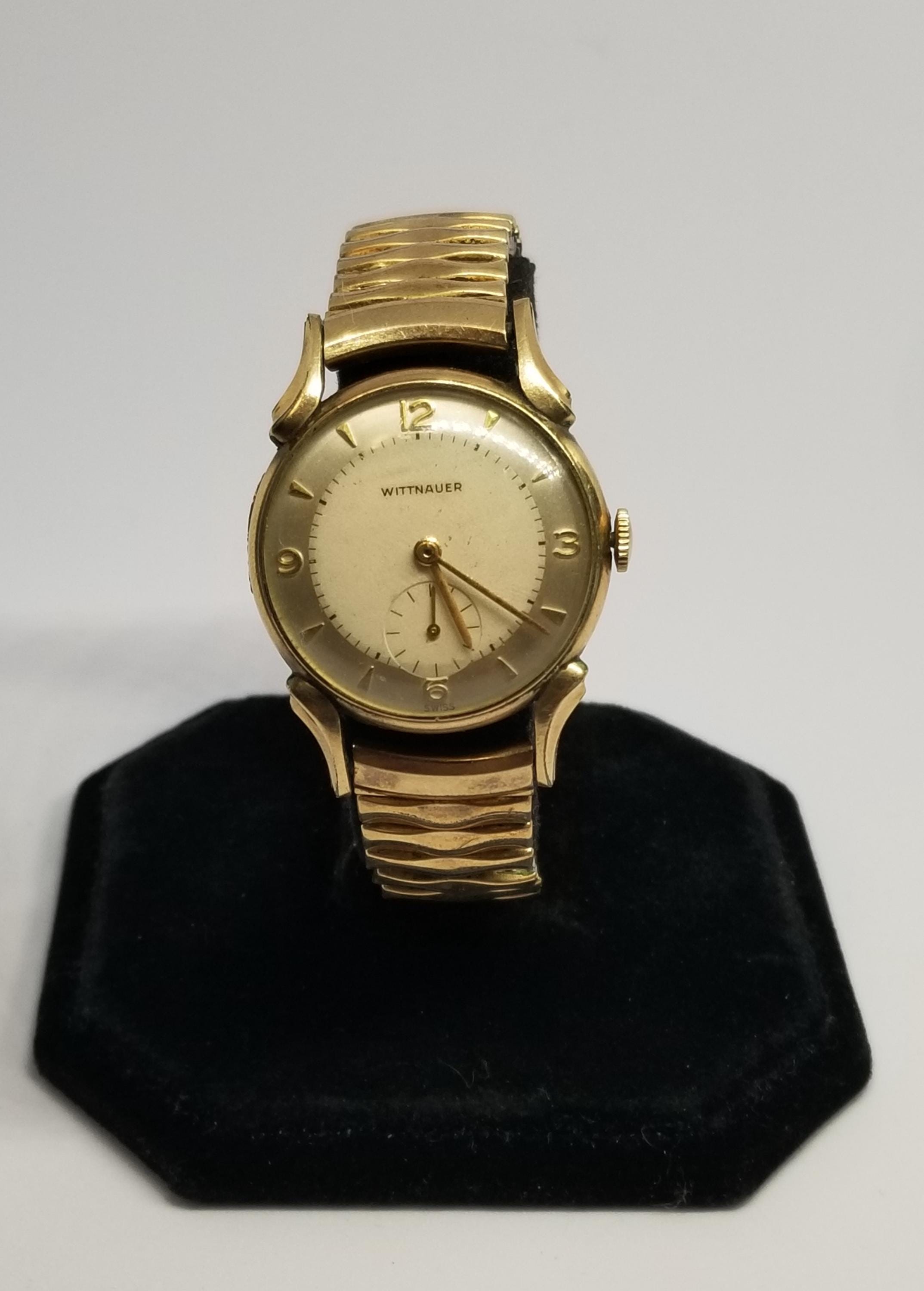 極上品　WITTNAUER 10K金張り　ブラックミラーダイヤル　50'S〜 極上品 WITTNAUER 10K金張り ブラックミラーダイヤル 50'S