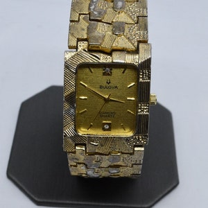 41 Vintage Gold Plated Bulova Diamond Quartz Wrist Watch 3063 5020 Currently Working. Etsy