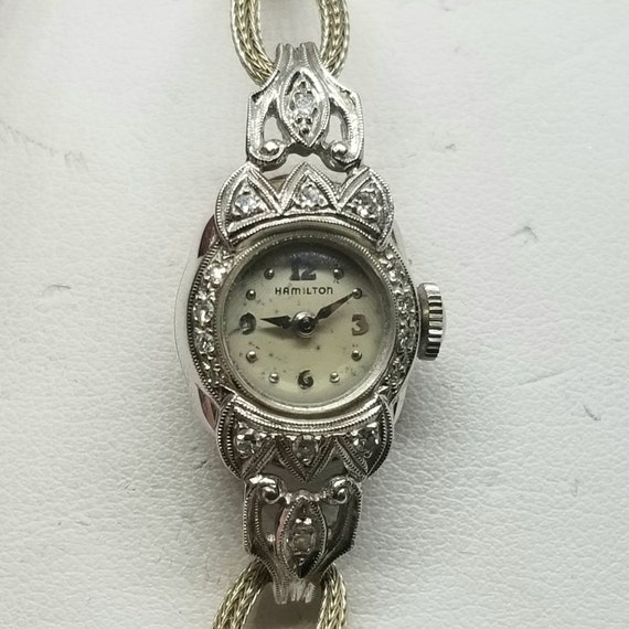 Z1462 Vintage 14K White Gold Hamilton Diamond Ladies Wrist Watch Not Working. Etsy Australia