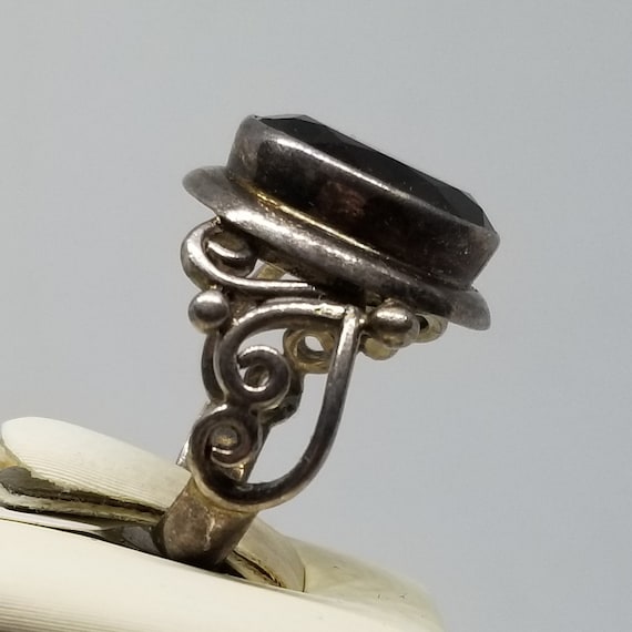 FAJ103 Vintage Sterling and Smoky Quartz Ring, Si… - image 2