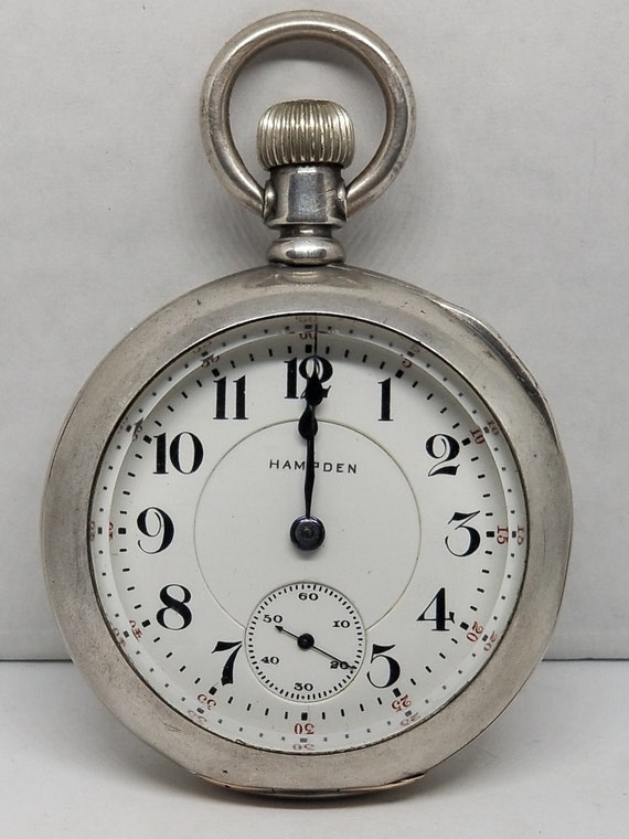 FAPW247 1915 .800 Hampden Pocket Watch, Eagle Case