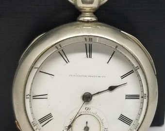 MAPW05 Est. 1880 Illinois Pocket Watch, Grade Columbia Size 18s, 11 Jewels, Not Working.