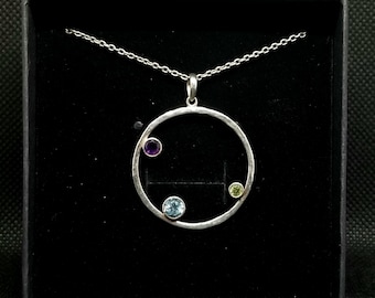 FA8530 Vintage Sterling with Amethyst and Topaz Pendant on a 16" Sterling Chain.