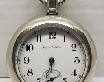 FAPW295 1895 Illinois Pocket Watch, Grade 61, Size 18s, 17 Jewels, Works.