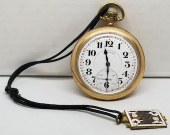 FAPW294 1917 Gold Filled Illinois Pocket Watch, Grade Bunn, Size 16s, 19 Jewels, Works.