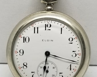 FAPW314 1914 Elgin Pocket Watch, Grade 291, Size 16s, 7 Jewels, Not Working.