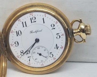 FAPW168 1910 Gold Filled Rockford Pocket Watch, Grade 350/Iroquois, Size 12s, 17 Jewels, Works.