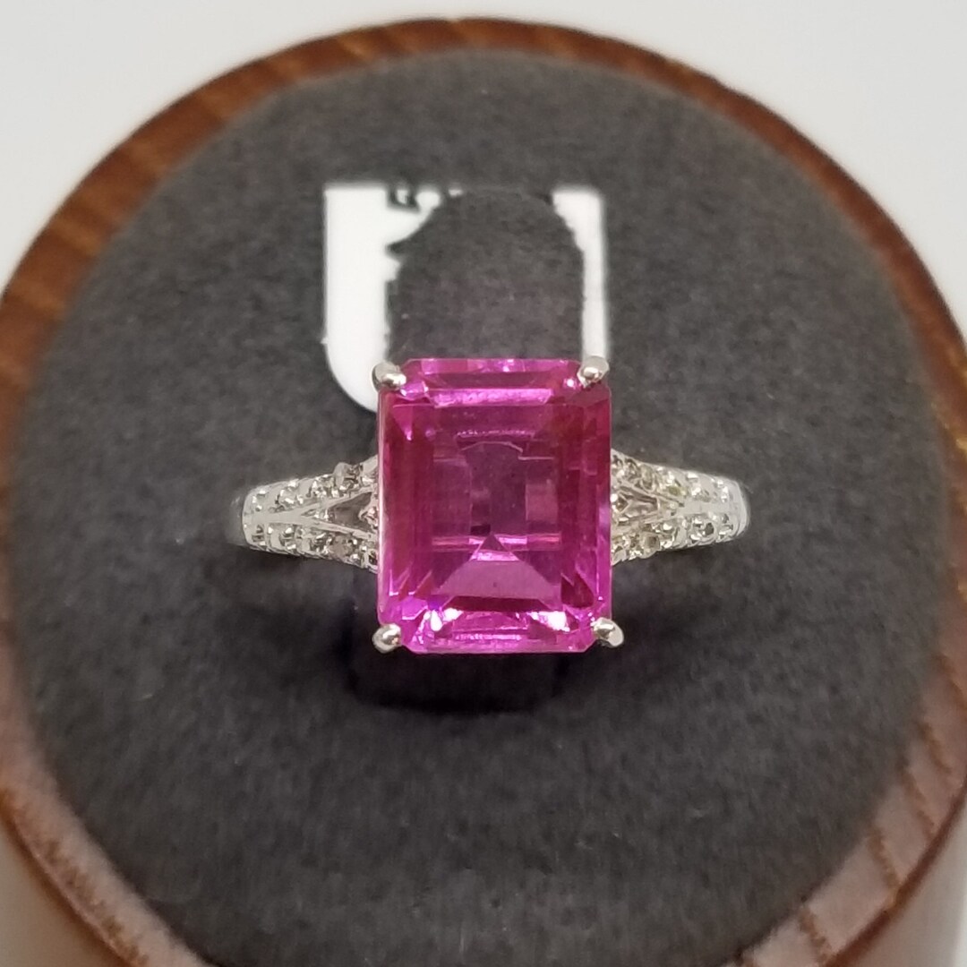 FA5395 Vintage STS Sterling With Pink Stone CZ? Ring, Size FA5395 Vintage STS Sterling With Pink Stone CZ? Ring, Size