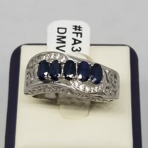 FA3879 Vintage BBJ Sterling with Sapphires Ring, Size 9.75.