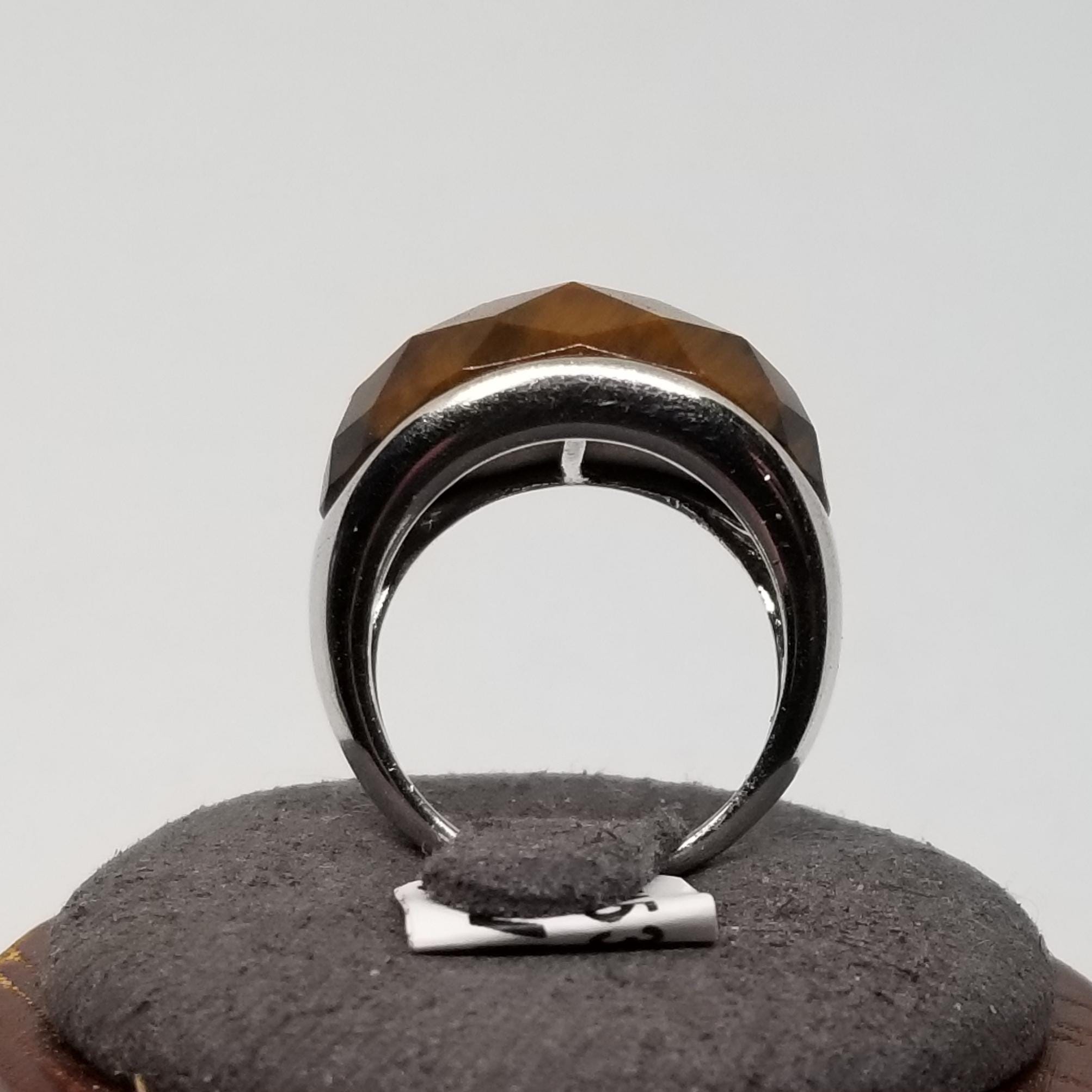 FA5340 Vintage KN China Sterling With Tigers Eye Ring, Size