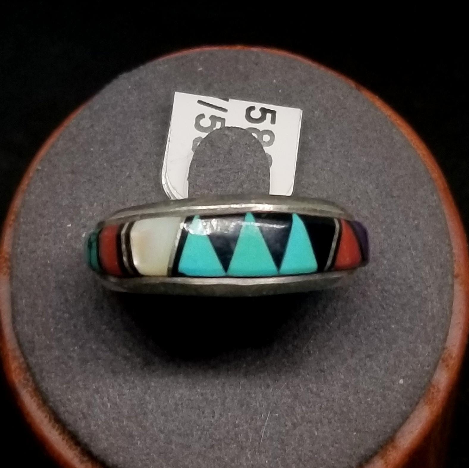 FA7588 Vintage Lee Mccray Navajo Sterling With Multi Stone Ring