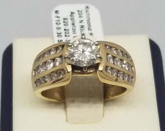 Z1731 Vintage 14K Yellow Gold with an Est. .55 Carat Main Diamond Ring, Size 6.5.