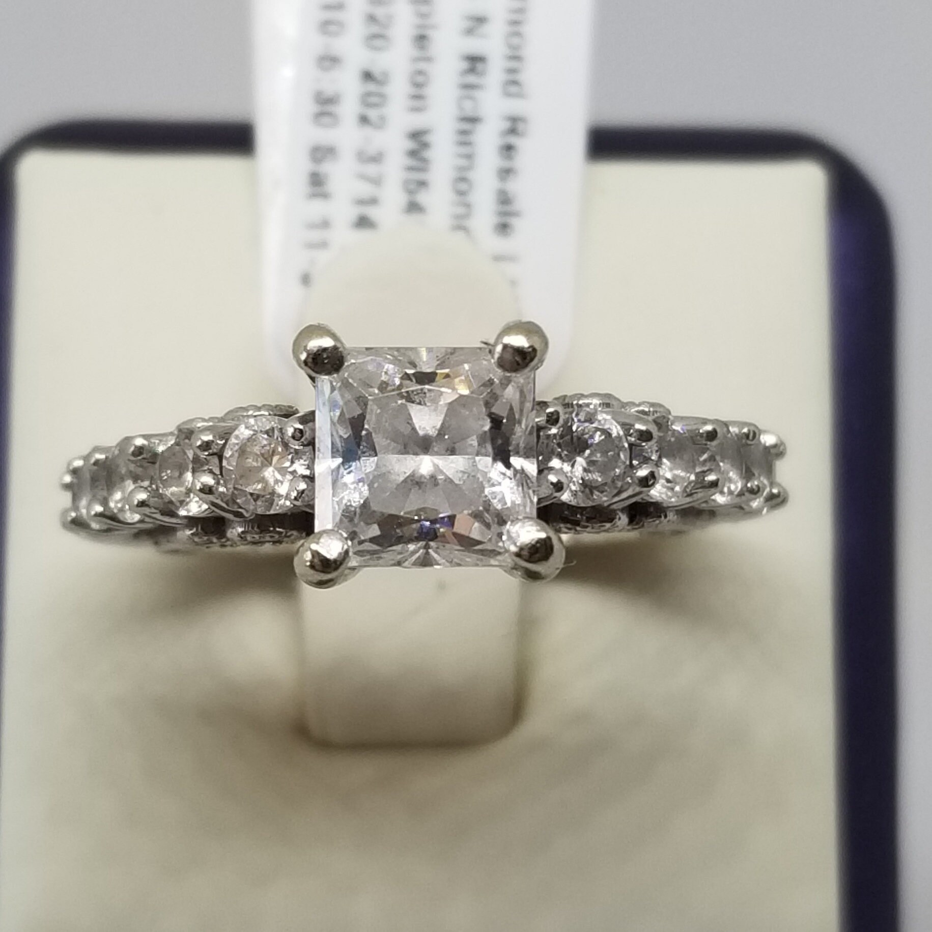 Z1323 Vintage 14K White Gold CZ Ring, Size 5.5. - Etsy