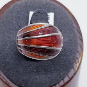 FA6444 Vintage David Andersen Norway Sterling Enameled Ring, Size 6.