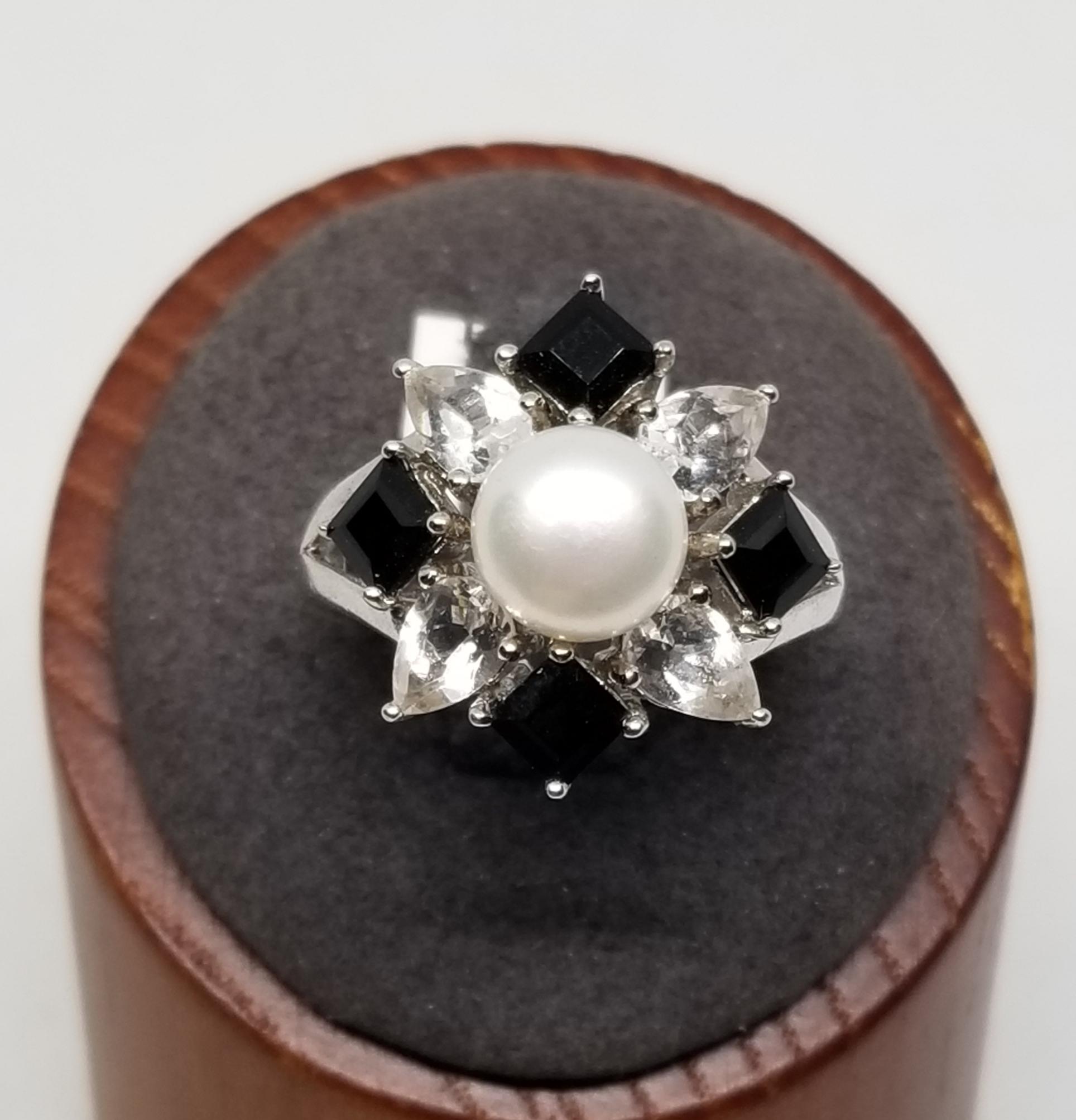 FA5350 Vintage RS China Sterling With Pearl, Onyx and Czs
